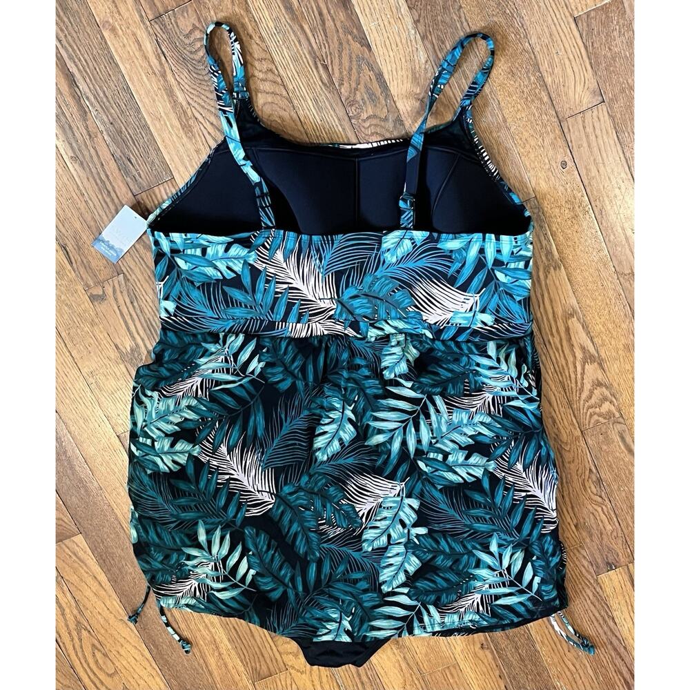 Cacique Blue Leaf Print One Piece Swimsuit - Picture 8 of 14